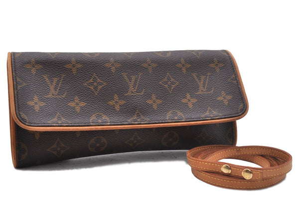 Authentic Louis Vuitton Monogram Pochette Twin GM Shoulder Bag M51852 LV 2901D