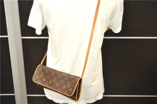 Authentic Louis Vuitton Monogram Pochette Twin GM Shoulder Bag M51852 LV 2901D