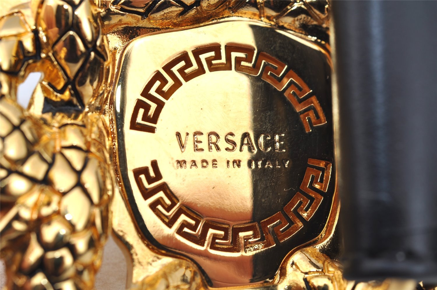 Authentic VERSACE Medusa Motif Belt Leather Size 75cm 29.5inches Black 2901I