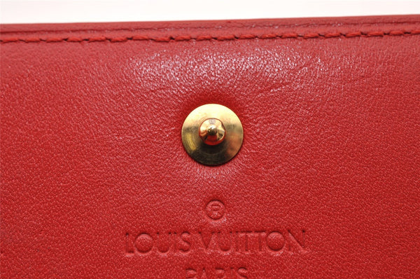 Auth Louis Vuitton Vernis Porte Monnaie Billets Cartes Credit Wallet Red 2902I