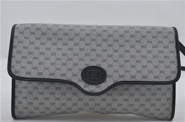 Authentic GUCCI Micro GG PVC Leather Shoulder Cross Body Bag Purse Navy 2903E
