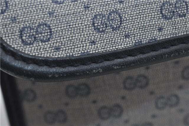 Authentic GUCCI Micro GG PVC Leather Shoulder Cross Body Bag Purse Navy 2903E