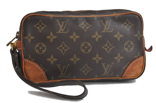 Auth Louis Vuitton Monogram Marly Dragonne PM Clutch Hand Bag M51827 LV 2904D