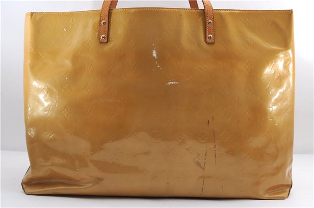 Authentic Louis Vuitton Vernis Reade GM Hand Tote Bag Yellow M91140 LV 2905E