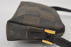 Authentic FENDI Pequin Check Shoulder Cross Bag PVC Leather Brown Black 2905I