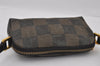 Authentic FENDI Pequin Check Shoulder Cross Bag PVC Leather Brown Black 2905I