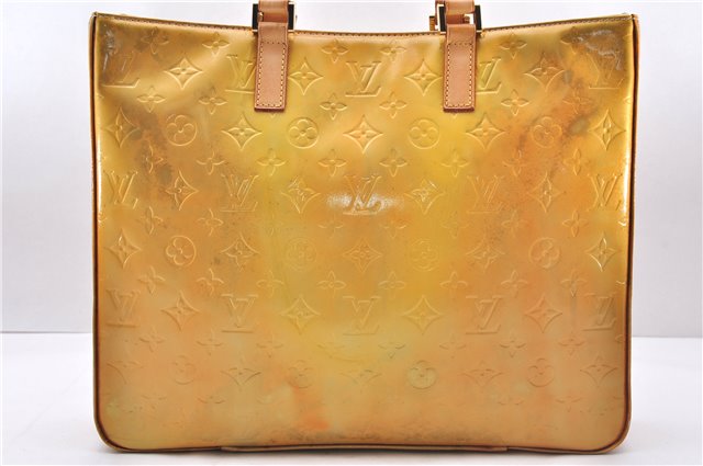 Authentic Louis Vuitton Vernis Columbus Shoulder Tote Bag Yellow M91028 LV 2906E