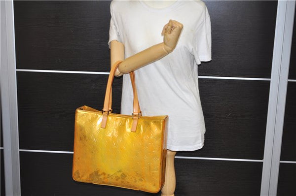 Authentic Louis Vuitton Vernis Columbus Shoulder Tote Bag Yellow M91028 LV 2906E