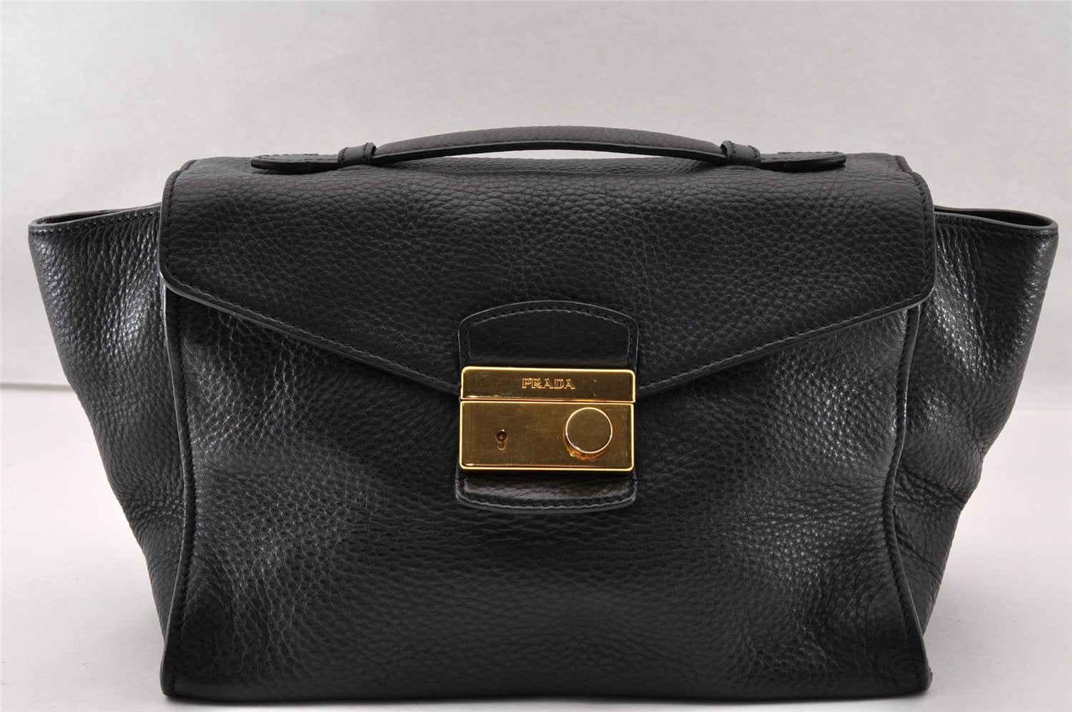 Authentic PRADA Leather Nappa 2Way Shoulder Cross Body Hand Bag Black 2906I