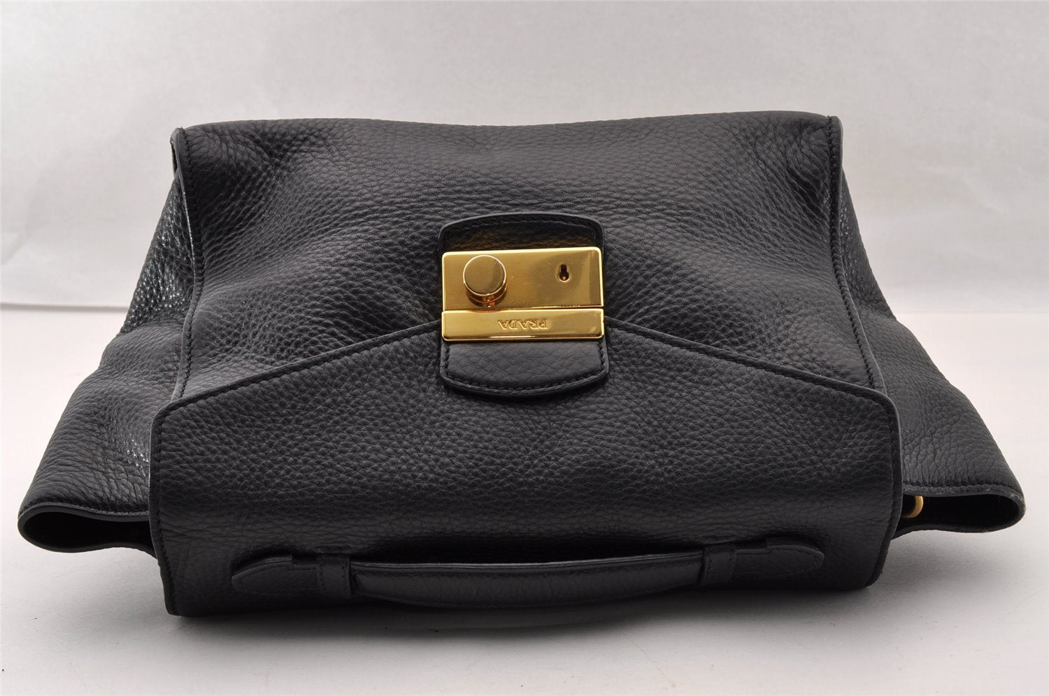 Authentic PRADA Leather Nappa 2Way Shoulder Cross Body Hand Bag Black 2906I