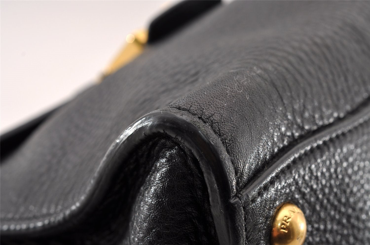 Authentic PRADA Leather Nappa 2Way Shoulder Cross Body Hand Bag Black 2906I