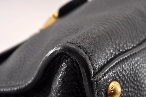 Authentic PRADA Leather Nappa 2Way Shoulder Cross Body Hand Bag Black 2906I
