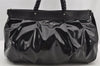 Authentic Salvatore Ferragamo Enamel Leather 2Way Shoulder Hand Bag Black 2907I