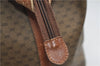 Authentic GUCCI Web Sherry Line Micro GG Travel Bag PVC Leather Brown 2909E