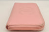 Authentic CHANEL Caviar Skin CoCo Mark Round Zip Long Wallet Purse Pink 2909I