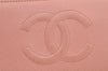 Authentic CHANEL Caviar Skin CoCo Mark Round Zip Long Wallet Purse Pink 2909I