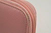 Authentic CHANEL Caviar Skin CoCo Mark Round Zip Long Wallet Purse Pink 2909I