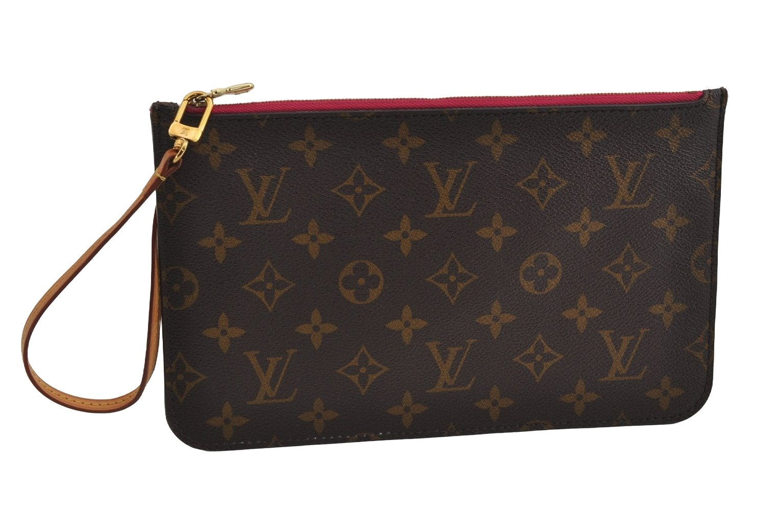 Authentic Louis Vuitton Monogram Neverfull GM Pouch Purse Clutch Bag Pink 2910I