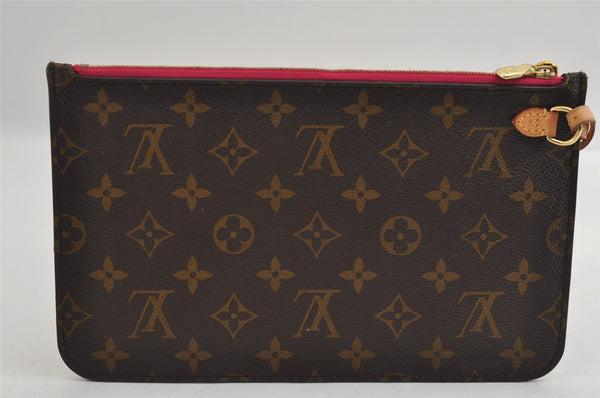 Authentic Louis Vuitton Monogram Neverfull GM Pouch Purse Clutch Bag Pink 2910I