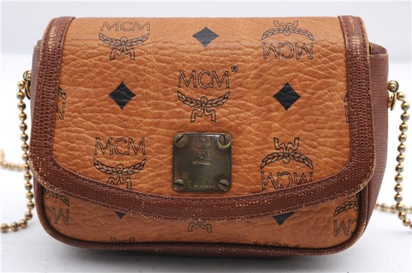 Authentic MCM Visetos Leather Vintage Shoulder Cross Body Bag Purse Brown 2912E