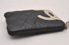 Authentic CHANEL Cambon Line Quilted CC Logo Calf Skin Pouch Black 2912I