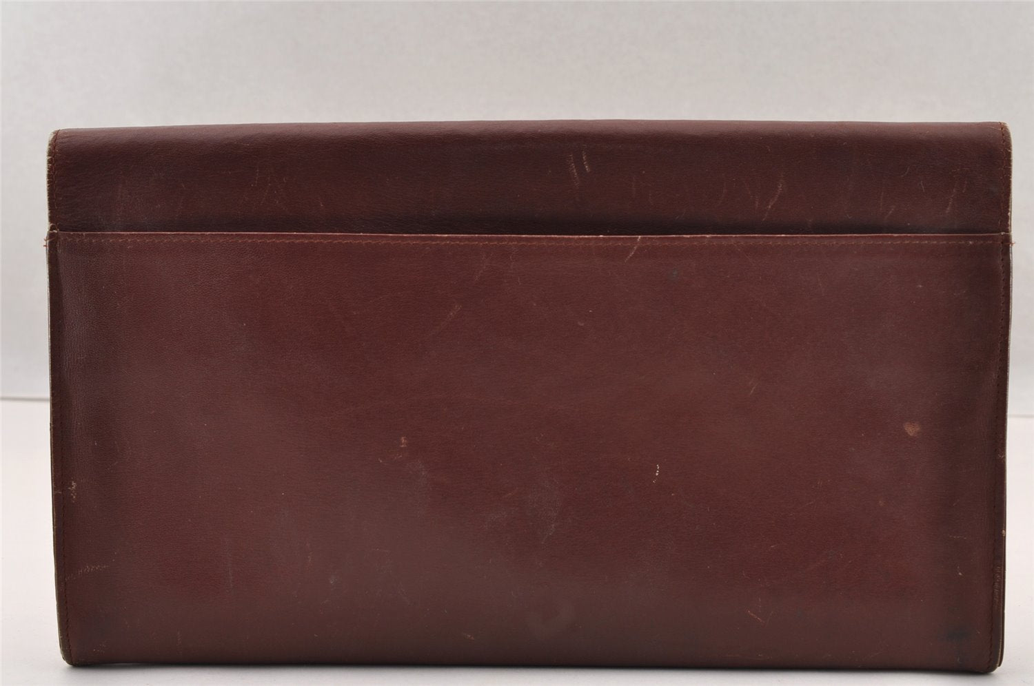 Authentic Cartier Must de Cartier Clutch Hand Bag Leather Bordeaux Red 2915I