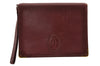 Authentic Cartier Must de Cartier Clutch Hand Bag Leather Bordeaux Red 2916I