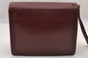 Authentic Cartier Must de Cartier Clutch Hand Bag Leather Bordeaux Red 2916I