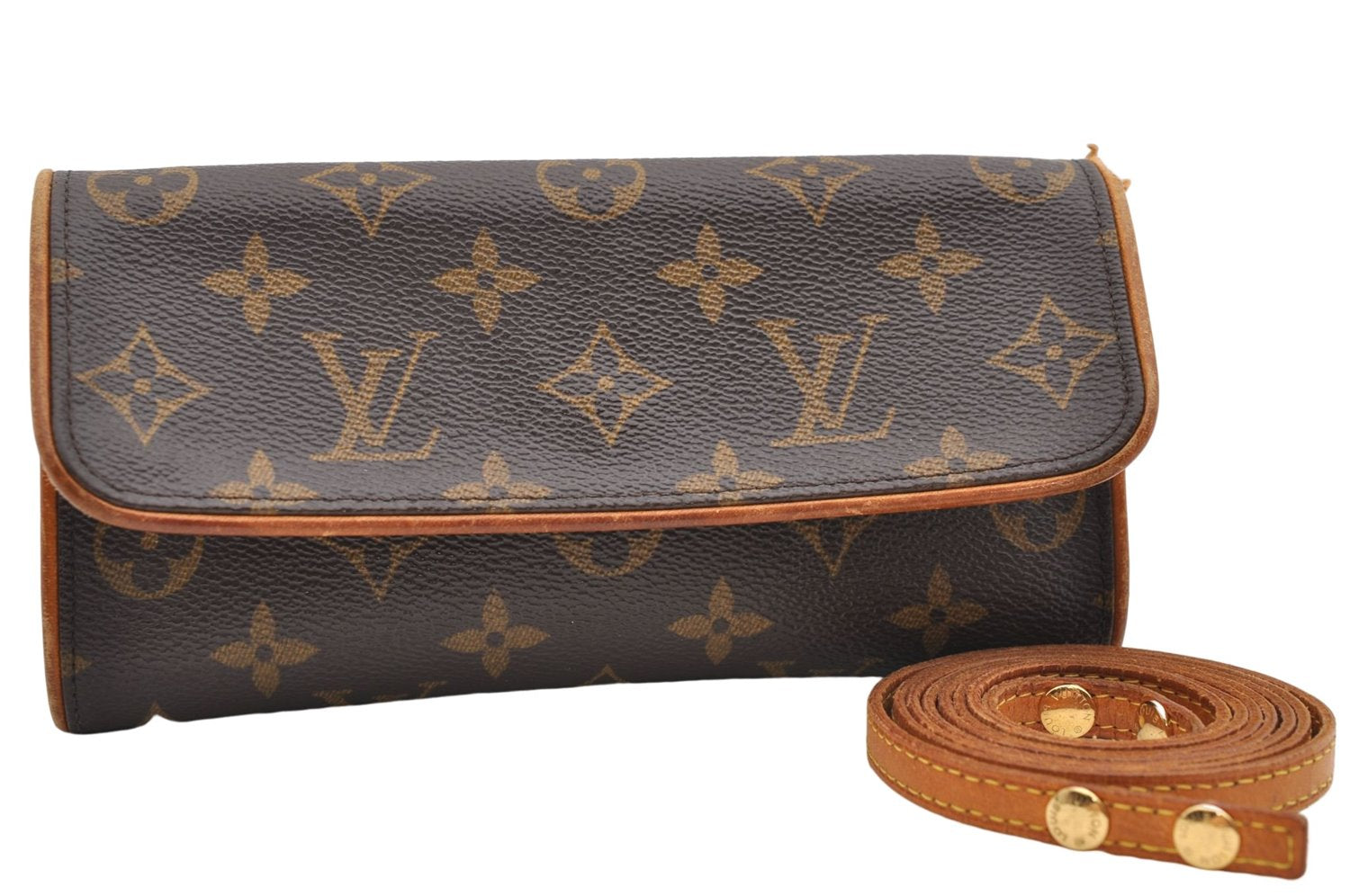 Authentic Louis Vuitton Monogram Pochette Twin PM Shoulder Bag M51854 LV 2917E
