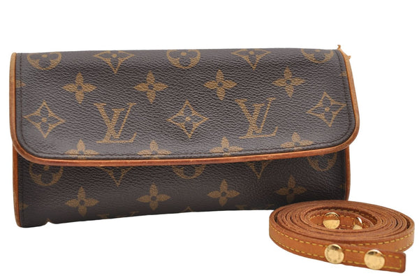 Authentic Louis Vuitton Monogram Pochette Twin PM Shoulder Bag M51854 LV 2917E