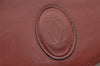 Authentic Cartier Must de Cartier Clutch Hand Bag Leather Bordeaux Red 2917I