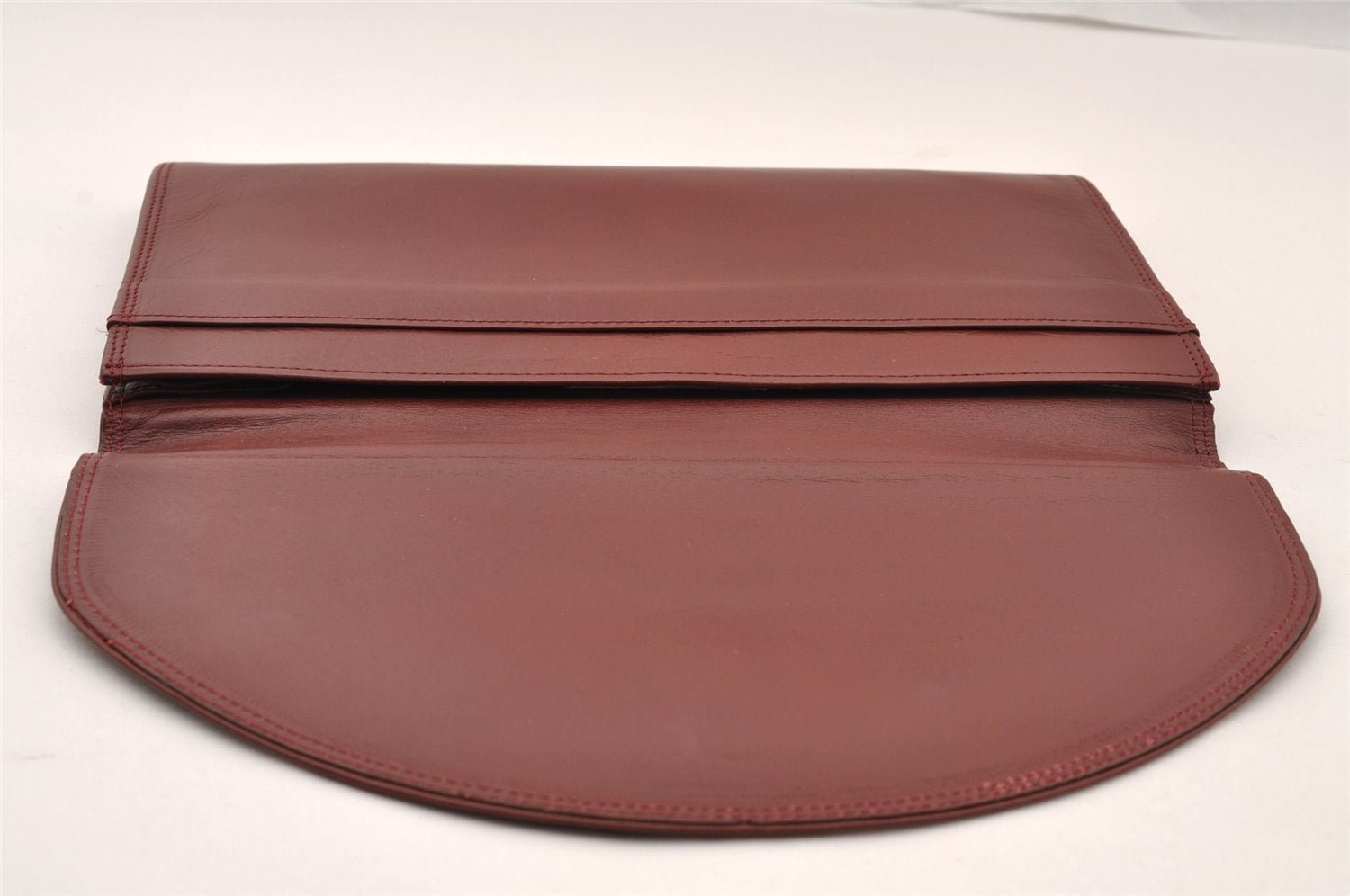 Authentic Cartier Must de Cartier Clutch Hand Bag Leather Bordeaux Red 2917I