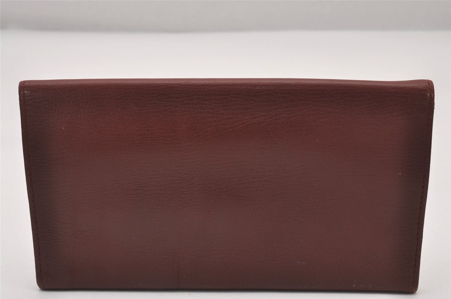 Authentic Cartier Must de Long Wallet Glasses Case Leather Bordeaux 4Set 2918I