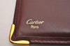 Authentic Cartier Must de Long Trifold Wallet Purse Leather Bordeaux 4Set 2919I