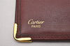 Authentic Cartier Must de Long Trifold Wallet Purse Leather Bordeaux 4Set 2919I