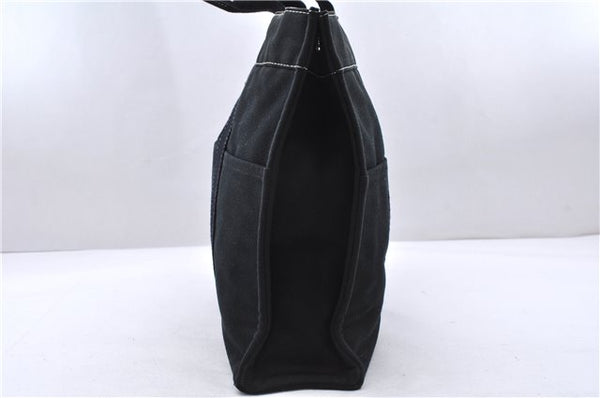 Authentic HERMES Deauville MM Hand Tote Bag Canvas Black 2920E