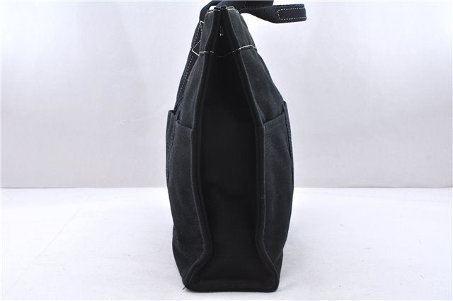 Authentic HERMES Deauville MM Hand Tote Bag Canvas Black 2920E