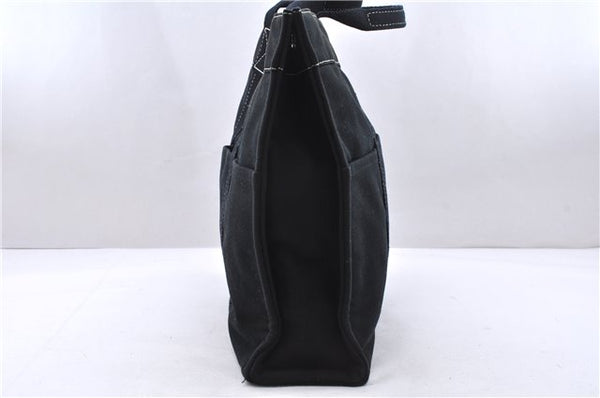 Authentic HERMES Deauville MM Hand Tote Bag Canvas Black 2920E