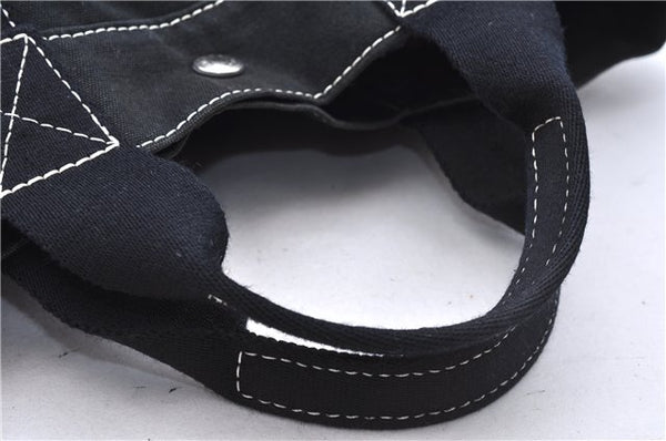 Authentic HERMES Deauville MM Hand Tote Bag Canvas Black 2920E