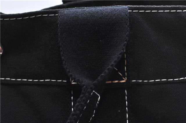 Authentic HERMES Deauville MM Hand Tote Bag Canvas Black 2920E