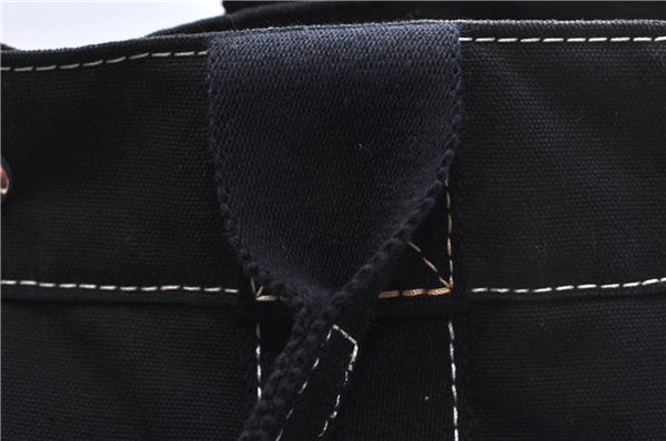 Authentic HERMES Deauville MM Hand Tote Bag Canvas Black 2920E