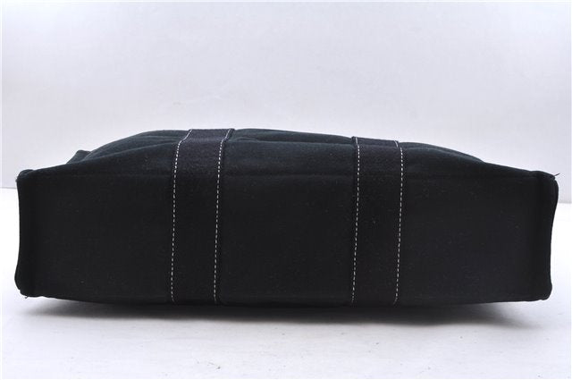 Authentic HERMES Deauville MM Hand Tote Bag Canvas Black 2920E