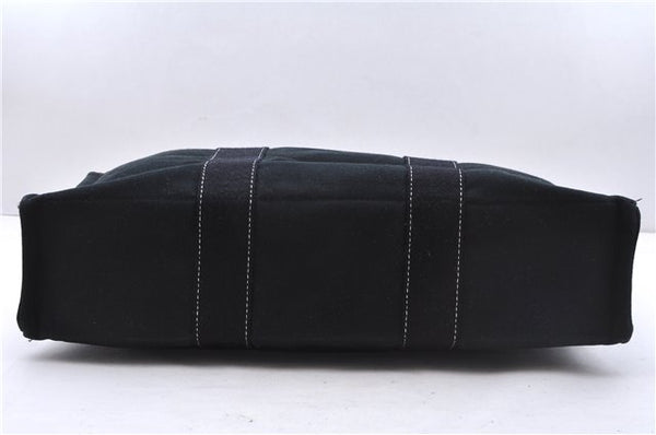 Authentic HERMES Deauville MM Hand Tote Bag Canvas Black 2920E