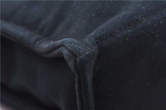 Authentic HERMES Deauville MM Hand Tote Bag Canvas Black 2920E