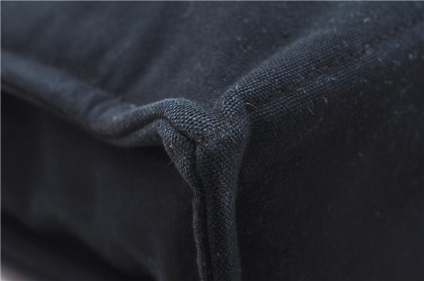 Authentic HERMES Deauville MM Hand Tote Bag Canvas Black 2920E