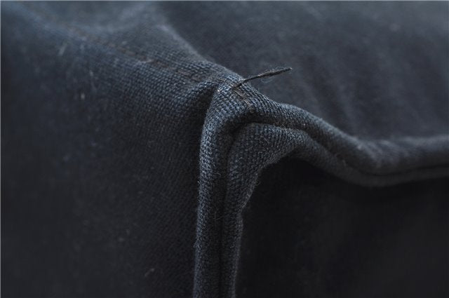 Authentic HERMES Deauville MM Hand Tote Bag Canvas Black 2920E