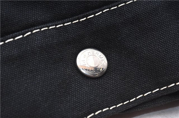 Authentic HERMES Deauville MM Hand Tote Bag Canvas Black 2920E