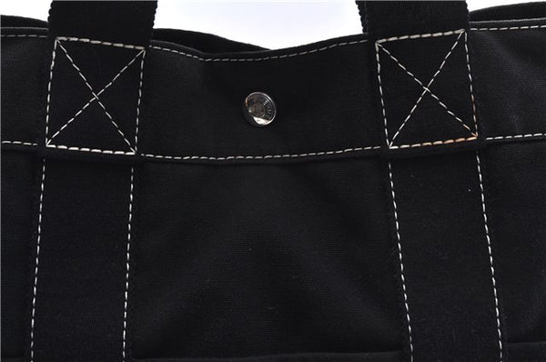 Authentic HERMES Deauville MM Hand Tote Bag Canvas Black 2920E