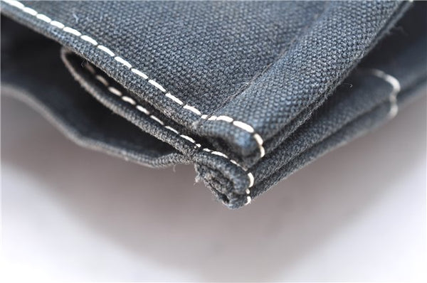 Authentic HERMES Deauville MM Hand Tote Bag Canvas Black 2920E