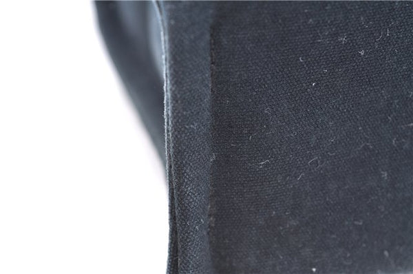 Authentic HERMES Deauville MM Hand Tote Bag Canvas Black 2920E